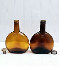 VTG VINOL Brown Amber Glass 7" Medicine Bottles Private Mould 1898 LOT OF 2