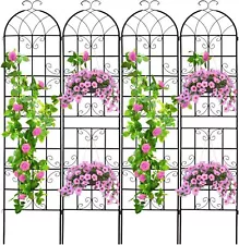 4Pack 87x20in Iron Garden Trellis for Climbing Plants Arched Outdoor Decoration