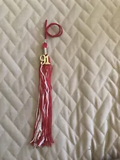 Red and White Graduation Tassel - College & High School Tassels Has 1991 Charm.