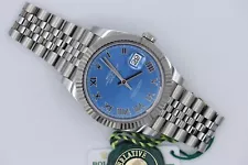 Rolex Datejust 41 126334 Blue Azzurro Roman Dial Jubilee Band Box & Papers