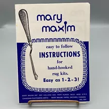 Vintage Mary Maxim Instructions for Hand Hooked Rug Kits, Easy to Follow, 1950s