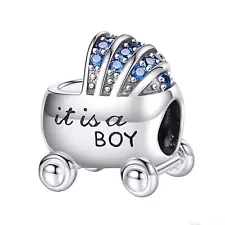 It is a Boy Baby Carriage Buggy Charm For Bracelet S925 Sterling Silver