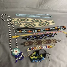 Native American Seed Bead Necklace Bracelet Headband Lot