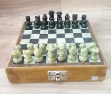 Stone Chess Set 6" Travel Stone Pieces with Stone Board game indoor