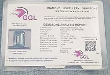 natural Green sapphire loose gemstone GGL certified 3.60 cts emerald cut