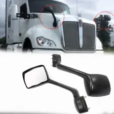 For Kenworth T680 Peterbilt 579 587 Pair Black Hood Mirror Left + Right Side Set