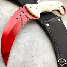 8.5" Tactical Red Combat CSGO Talon Fixed Blade Counter Strike Karambit Knife