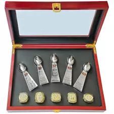 NFL SAN FRANCISCO 49ers SUPER BOWL CHAMPIONSHIP RING TROPHY REPLICA SET w/ Case