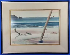 Charles Mulvey Untitled "Seaview" Original Watercolor Matted and Framed