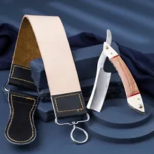 Stainless Steel Damascus Straight Razor for Men Barber Shaving Wood Handle