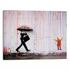 Banksy Famous Canvas Paintings Wall Art Raining day Modern Grey Love Pictures