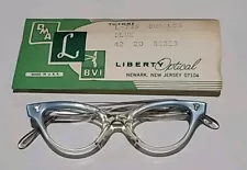 Vintage NOS Cat Eye Glasses Teen Child 1950s CUDDLES BLUE LIBERTY OPTICAL