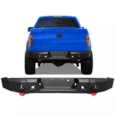 MARSITTER For 10-14 Ford F-150 SVT Raptor Steel Rear Bumper W/LED Lights&D-Ring