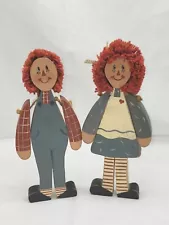 Raggedy Ann and Andy Handmade Wooden Standing Dolls