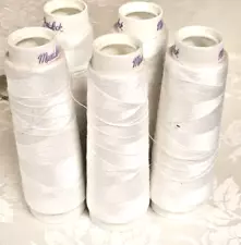 Set of 4 Used White Maxi-Lock Thread for Serger. #32109