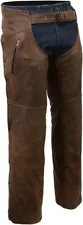 Milwaukee Leather Chaps for Men XL Vintage Crazy Horse Brown Leather- Snap Out