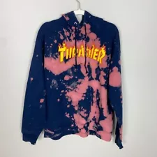 Thrasher Magazine Tie Dye Hoodie Sweatshirt Blue Pink Medium