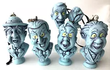 VTG Disney Haunted Mansion 5 Singing Head Blue Busts Ornaments-eyes glow