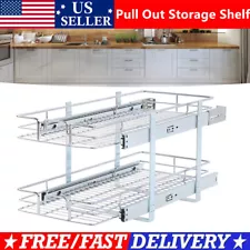 30KG Pull Out Wire Basket Kitchen Cabinet Larder Organizer Cupboard Drawer US