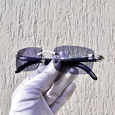 Black BUFFALO HORN CARTIER® SUNGLASSES "NEW" rimless silver frame glasses buffs