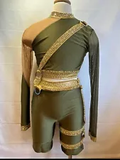 Custom Made Dance Costume Size Child XL Embellished With Rhinestones