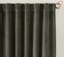 POTTERY BARN Velvet Twill Curtain 50x 84 Moss Green- 2 Panels