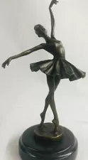 12" Tall Lady Ballerina Ballet Bronze Sculpture Statue Nouveau Black Swan Sale