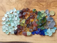 0,450 Pound sea glass, sea glass from Greece, 200 Grams Rainbow Sea Glass