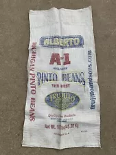 Vintage Plastic Pinto Beans 100# Alberto, Michigan Pinto Beans Nice Clean Bag