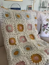 Crochet Square Pattern Throw Blanket