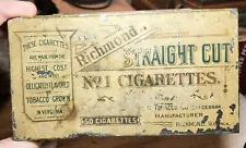 ANTIQUE RICHMOND STRAIGHT CUT NO. 1 CIGARETTES ALLEN & GINTER 50 CT. TOBACCO TIN