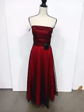 Scott McClintock Red w/Black Lace Overlay Strapless Dress Women's Size 6