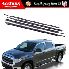 For 07-18 Toyota Tundra CrewMax 4Pcs Window Moulding Trim Weatherstrip Seal Belt