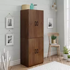 Tall Storage Cabinet Kitchen Pantry Cupboard Organizer Furniture 4 Door Espresso