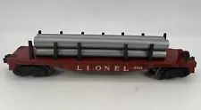 Lionel #6511 Flatbed Plastic Pipe Red Freight Car Very Good Condition