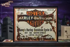 Harley Davidson Sign Sales & Service 1930 hand made Rust wood 79x62x2.5cm