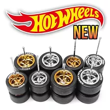 1/64 Scale 5 SPOKE MUSCLE v4 Real Rider Wheels Rims Tires Set for Hot Wheel