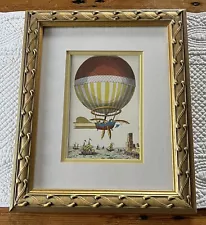 Vintage Hot Air Balloon Montgolfiere Framed Print "Channel Crossing"