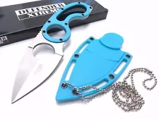 Concealed Carry Full Tang Fixed Blade Women Girl Boot Neck Knife EDC Sheath Blue