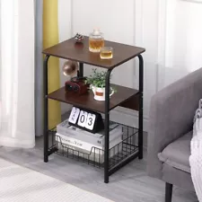 3-Tier End Table Sofa Side Table with Storage Shelf for Living Room Nightstand