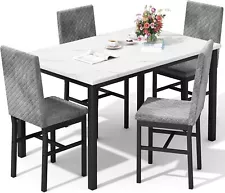 Dining Table Set for 4 Kitchen Table and Chairs Set of 4 Faux Marble Dining Room