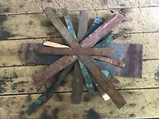 Lot 12 Sheet Copper Coppersmith scrap 15" - 9" Natura Patina Colors Verdigris