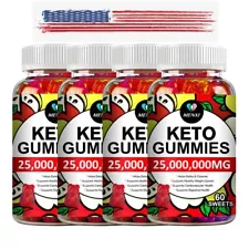 Keto ACV BHB Gummies For Fat Burn Weight Loss Detox Keto Diet Pills 4 x 60 Gummy