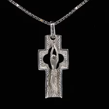 Sterling Silver - ITALY Jesus Cross Crucifix Pendant 34.5" Necklace - 22g