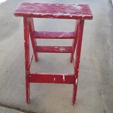 vintage shabby chic rustic red 2 step step ladder