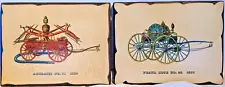 Antique Fire Trucks 859 Adriatic No 31 & 1855 Pearl Host No 28 Wood Wall Plaques