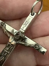 Vintage ITALIAN Solid Sterling Silver JESUS on the CROSS CRUCIFIX PENDANT