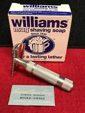 Classic Grand Shave King Safety Razor - Handsome Engraved Head with NOS Blade