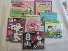 7 Charlie Brown Be My Valentine Books & Snoopy Belle Puzzle & Coloring Book NEW