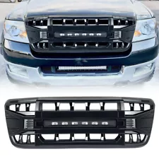 For 04-08 F150 Front Bumper Grille Armor Grill w/Off-Road Lights Glossy Black